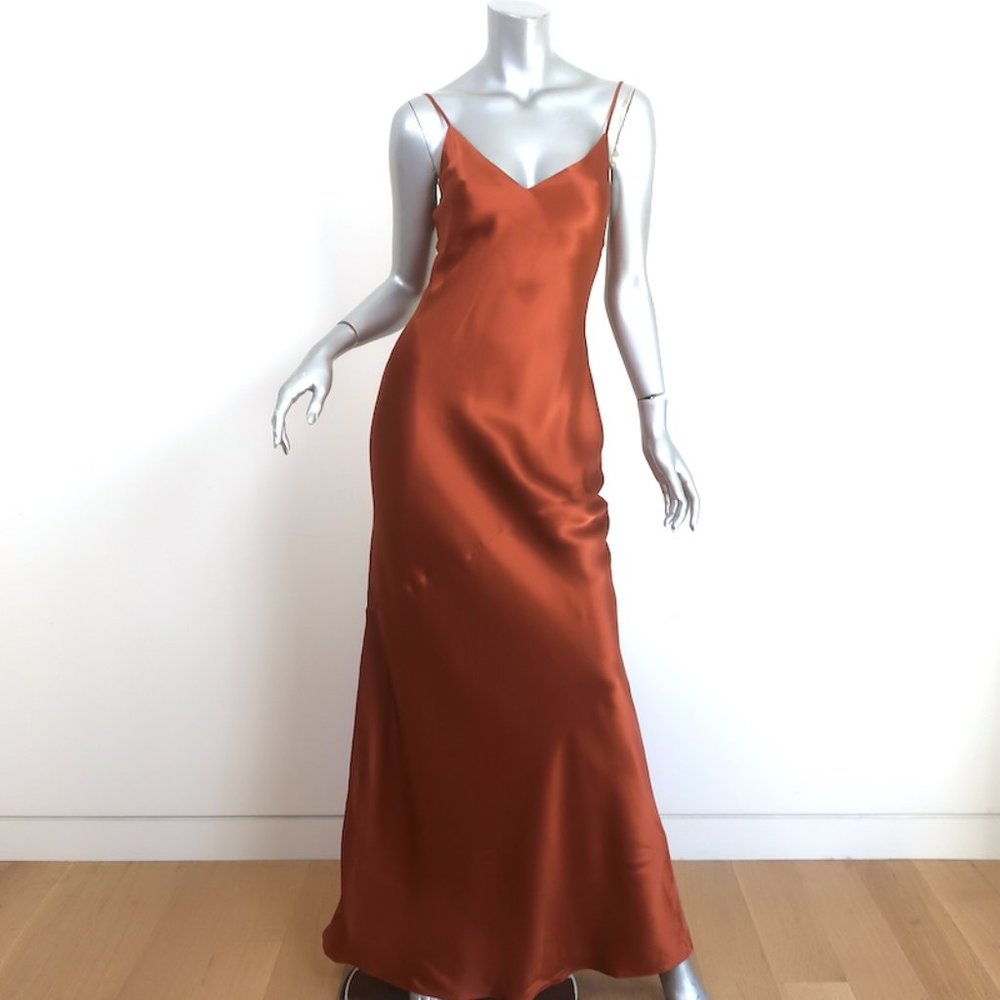 L'AGENCE SERITA MAXI SLIP DRESS AUBURN SILK SIZE 2 NEW
